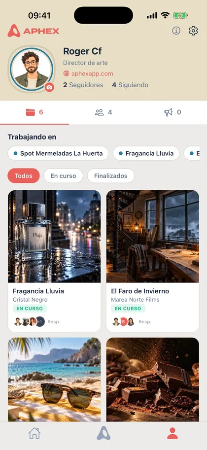 Perfil público de un director de arte con su portafolio de proyectos.